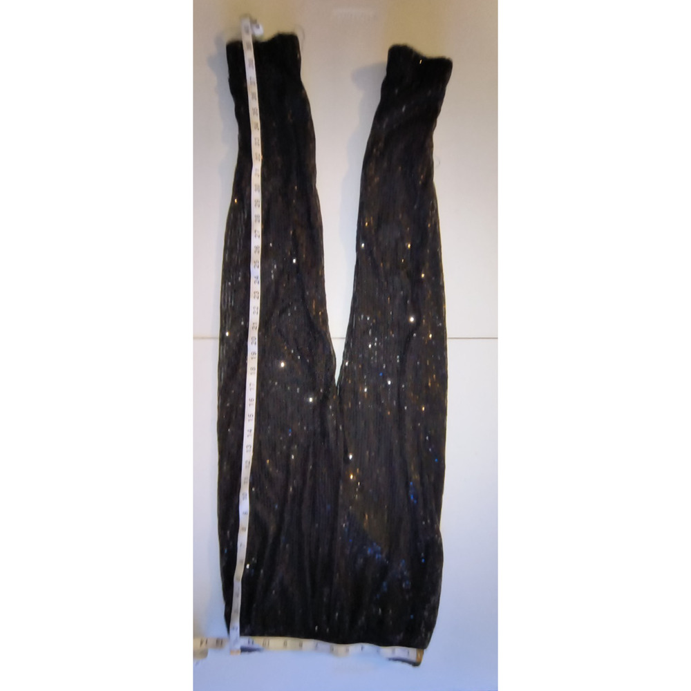 Black Sequin Pants Full-Length Fitted Sparkle Style Size M W005 - Picture 4 of 4